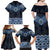 New Zealand Aotearoa Family Matching Off Shoulder Maxi Dress and Hawaiian Shirt Blue Taniko Art Maori Pattern