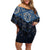 New Zealand Aotearoa Family Matching Off Shoulder Short Dress and Hawaiian Shirt Blue Taniko Art Maori Pattern