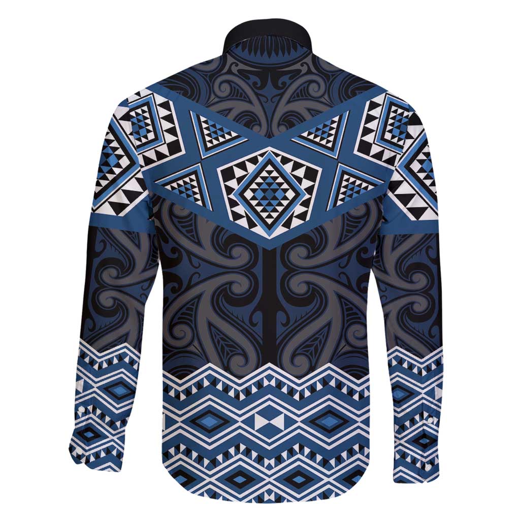 New Zealand Aotearoa Family Matching Puletasi and Hawaiian Shirt Blue Taniko Art Maori Pattern