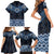 New Zealand Aotearoa Family Matching Short Sleeve Bodycon Dress and Hawaiian Shirt Blue Taniko Art Maori Pattern