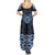 New Zealand Aotearoa Family Matching Summer Maxi Dress and Hawaiian Shirt Blue Taniko Art Maori Pattern