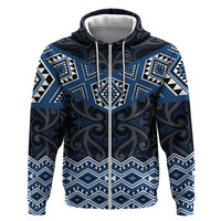 New Zealand Aotearoa Hoodie Blue Taniko Art Maori Pattern