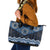 New Zealand Aotearoa Leather Tote Bag Blue Taniko Art Maori Pattern