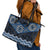 New Zealand Aotearoa Leather Tote Bag Blue Taniko Art Maori Pattern