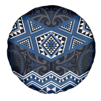New Zealand Aotearoa Spare Tire Cover Blue Taniko Art Maori Pattern