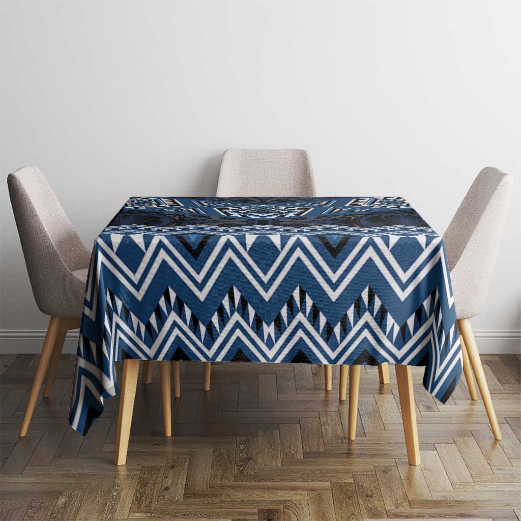 New Zealand Aotearoa Tablecloth Blue Taniko Art Maori Pattern