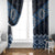 New Zealand Aotearoa Window Curtain Blue Taniko Art Maori Pattern