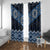 New Zealand Aotearoa Window Curtain Blue Taniko Art Maori Pattern