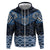 New Zealand Aotearoa Zip Hoodie Blue Taniko Art Maori Pattern