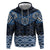 New Zealand Aotearoa Zip Hoodie Blue Taniko Art Maori Pattern