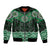 New Zealand Aotearoa Bomber Jacket Green Taniko Art Maori Pattern