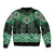 New Zealand Aotearoa Bomber Jacket Green Taniko Art Maori Pattern