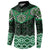 New Zealand Aotearoa Button Sweatshirt Green Taniko Art Maori Pattern