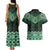 New Zealand Aotearoa Couples Matching Tank Maxi Dress and Hawaiian Shirt Green Taniko Art Maori Pattern