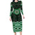 New Zealand Aotearoa Family Matching Long Sleeve Bodycon Dress and Hawaiian Shirt Green Taniko Art Maori Pattern