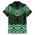 New Zealand Aotearoa Family Matching Off The Shoulder Long Sleeve Dress and Hawaiian Shirt Green Taniko Art Maori Pattern