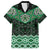 New Zealand Aotearoa Family Matching Short Sleeve Bodycon Dress and Hawaiian Shirt Green Taniko Art Maori Pattern