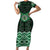 New Zealand Aotearoa Family Matching Short Sleeve Bodycon Dress and Hawaiian Shirt Green Taniko Art Maori Pattern