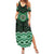 New Zealand Aotearoa Family Matching Summer Maxi Dress and Hawaiian Shirt Green Taniko Art Maori Pattern