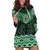 New Zealand Aotearoa Hoodie Dress Green Taniko Art Maori Pattern