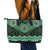 New Zealand Aotearoa Leather Tote Bag Green Taniko Art Maori Pattern