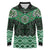 New Zealand Aotearoa Long Sleeve Polo Shirt Green Taniko Art Maori Pattern