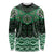 New Zealand Aotearoa Long Sleeve Shirt Green Taniko Art Maori Pattern