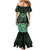 New Zealand Aotearoa Mermaid Dress Green Taniko Art Maori Pattern