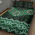 New Zealand Aotearoa Quilt Bed Set Green Taniko Art Maori Pattern