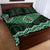 New Zealand Aotearoa Quilt Bed Set Green Taniko Art Maori Pattern