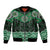 New Zealand Aotearoa Sleeve Zip Bomber Jacket Green Taniko Art Maori Pattern