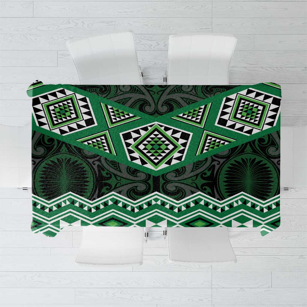 New Zealand Aotearoa Tablecloth Green Taniko Art Maori Pattern