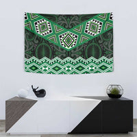 New Zealand Aotearoa Tapestry Green Taniko Art Maori Pattern