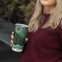 New Zealand Aotearoa Tumbler Cup Green Taniko Art Maori Pattern