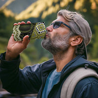 New Zealand Aotearoa 4 in 1 Can Cooler Tumbler Yellow Taniko Art Maori Pattern
