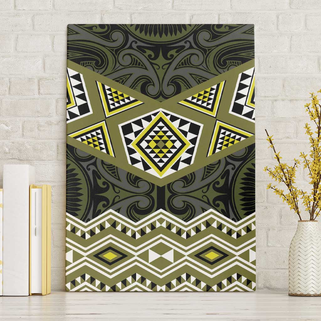 New Zealand Aotearoa Canvas Wall Art Yellow Taniko Art Maori Pattern