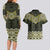 New Zealand Aotearoa Couples Matching Long Sleeve Bodycon Dress and Hawaiian Shirt Yellow Taniko Art Maori Pattern