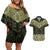 New Zealand Aotearoa Couples Matching Off Shoulder Short Dress and Hawaiian Shirt Yellow Taniko Art Maori Pattern