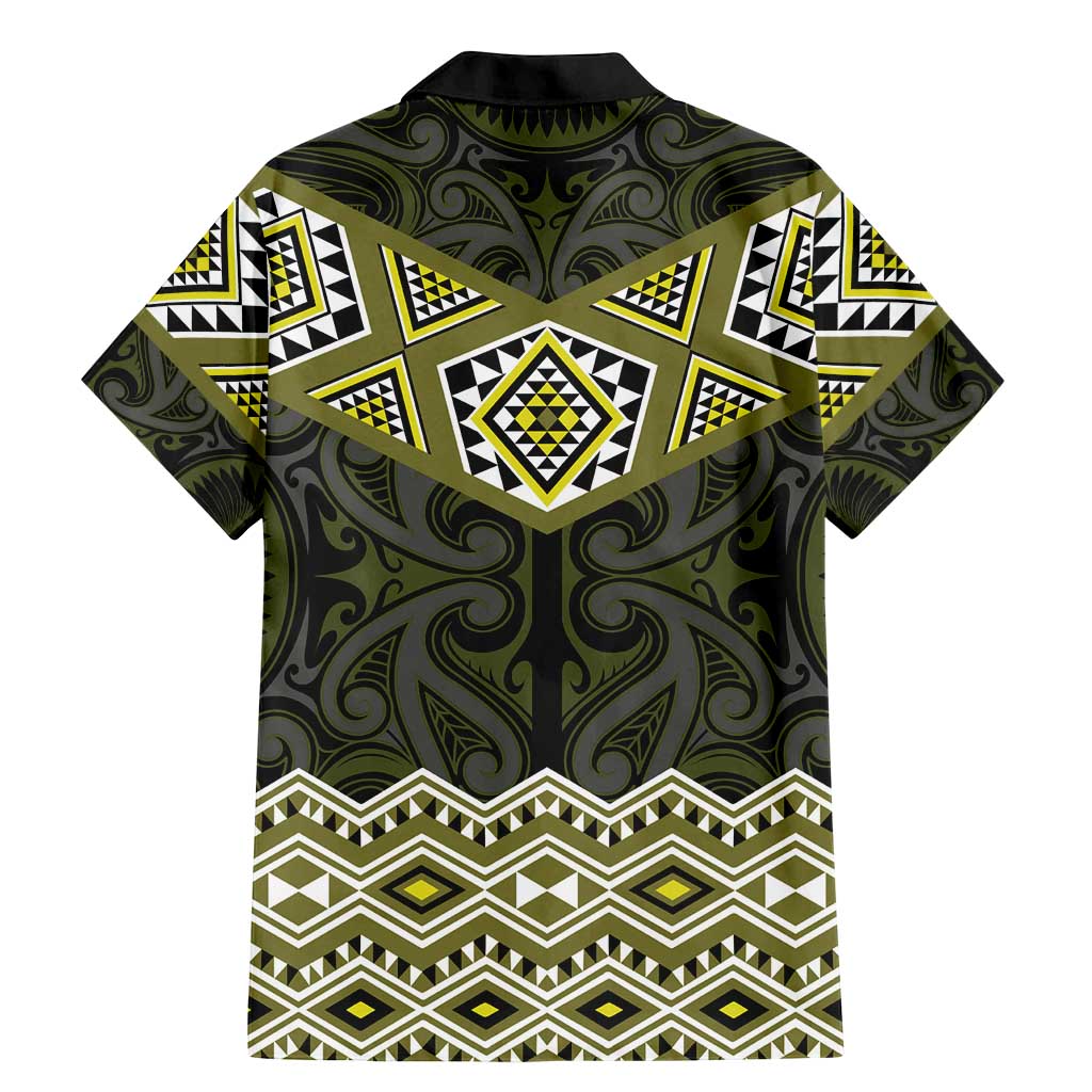 New Zealand Aotearoa Family Matching Mermaid Dress and Hawaiian Shirt Yellow Taniko Art Maori Pattern