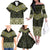 New Zealand Aotearoa Family Matching Off The Shoulder Long Sleeve Dress and Hawaiian Shirt Yellow Taniko Art Maori Pattern