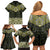 New Zealand Aotearoa Family Matching Off Shoulder Short Dress and Hawaiian Shirt Yellow Taniko Art Maori Pattern