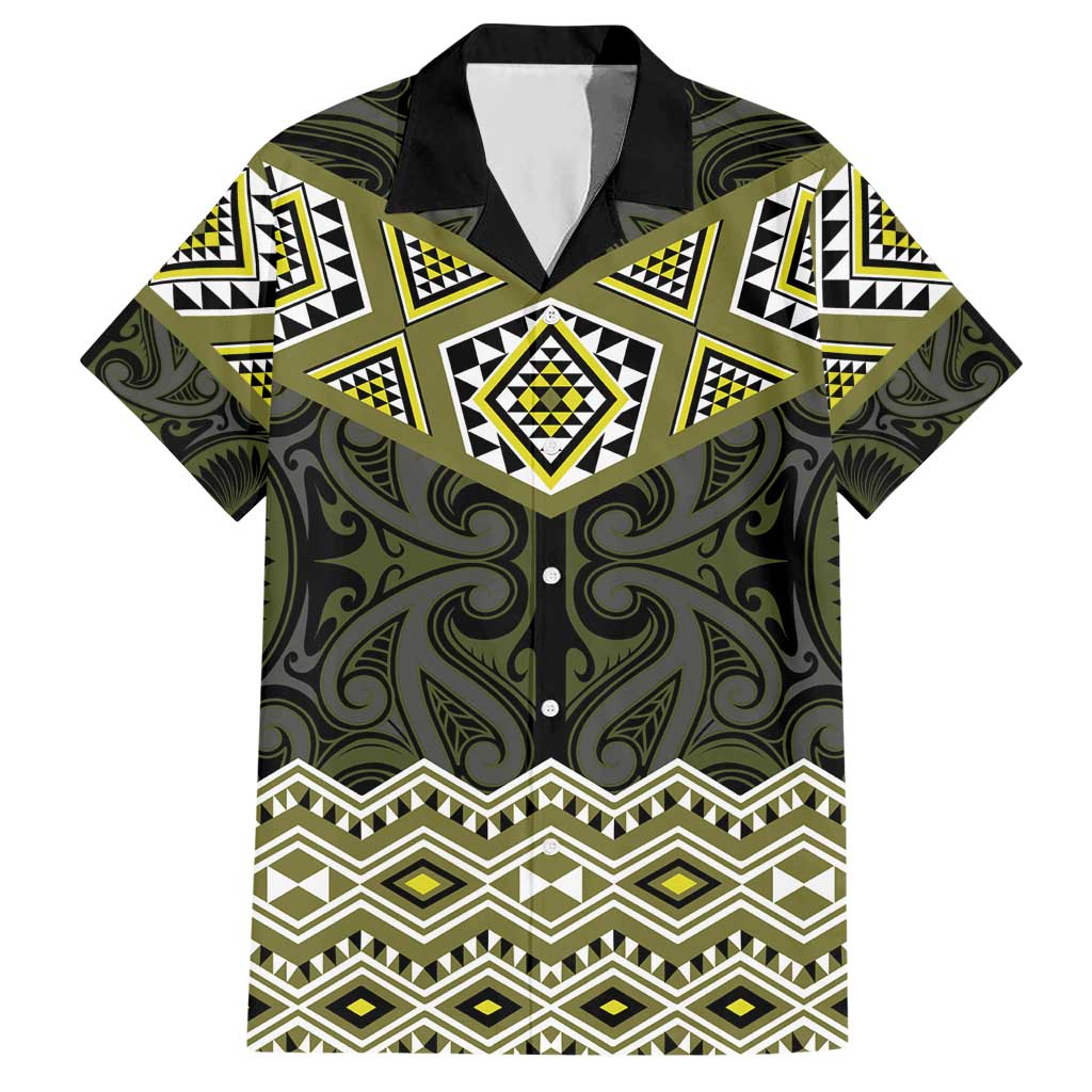 New Zealand Aotearoa Hawaiian Shirt Yellow Taniko Art Maori Pattern