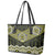 New Zealand Aotearoa Leather Tote Bag Yellow Taniko Art Maori Pattern