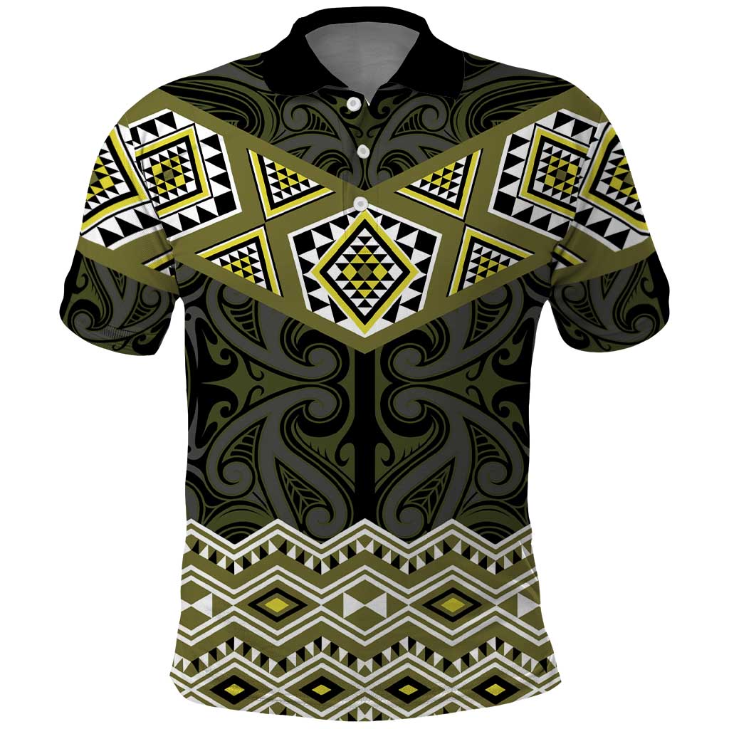 New Zealand Aotearoa Polo Shirt Yellow Taniko Art Maori Pattern