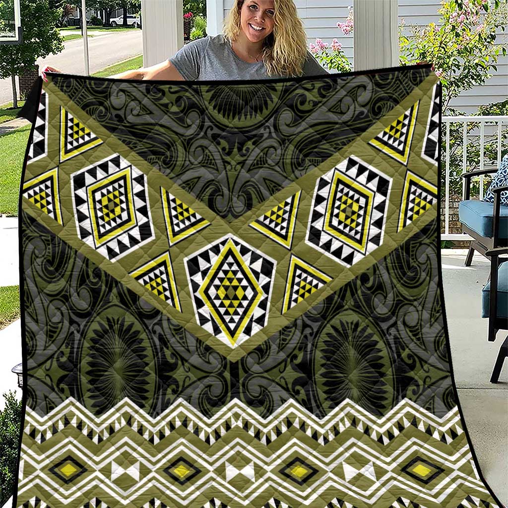 New Zealand Aotearoa Quilt Yellow Taniko Art Maori Pattern