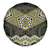 New Zealand Aotearoa Spare Tire Cover Yellow Taniko Art Maori Pattern
