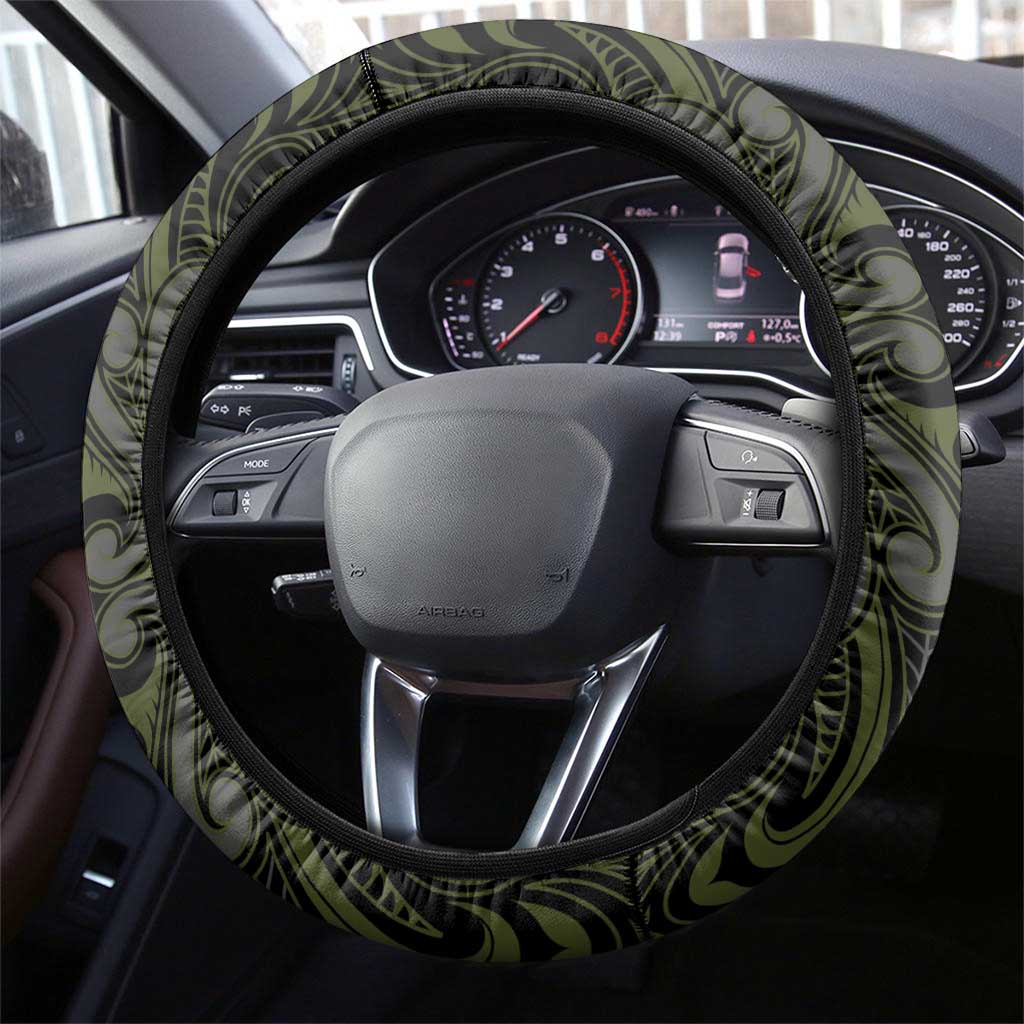 New Zealand Aotearoa Steering Wheel Cover Yellow Taniko Art Maori Pattern
