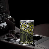 New Zealand Aotearoa Tumbler Cup Yellow Taniko Art Maori Pattern