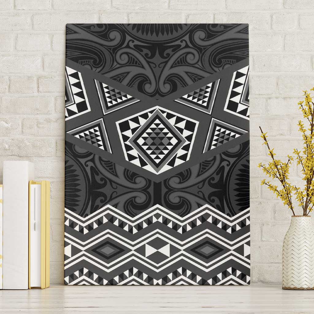 New Zealand Aotearoa Canvas Wall Art Black Taniko Art Maori Pattern