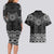 New Zealand Aotearoa Couples Matching Long Sleeve Bodycon Dress and Hawaiian Shirt Black Taniko Art Maori Pattern